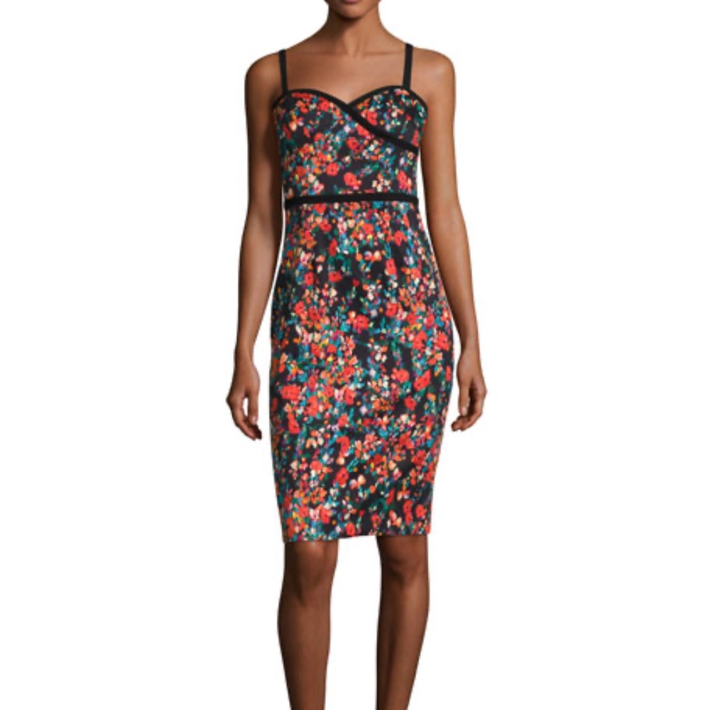 Black Halo Daria Sheath Midi Cocktail  Dress